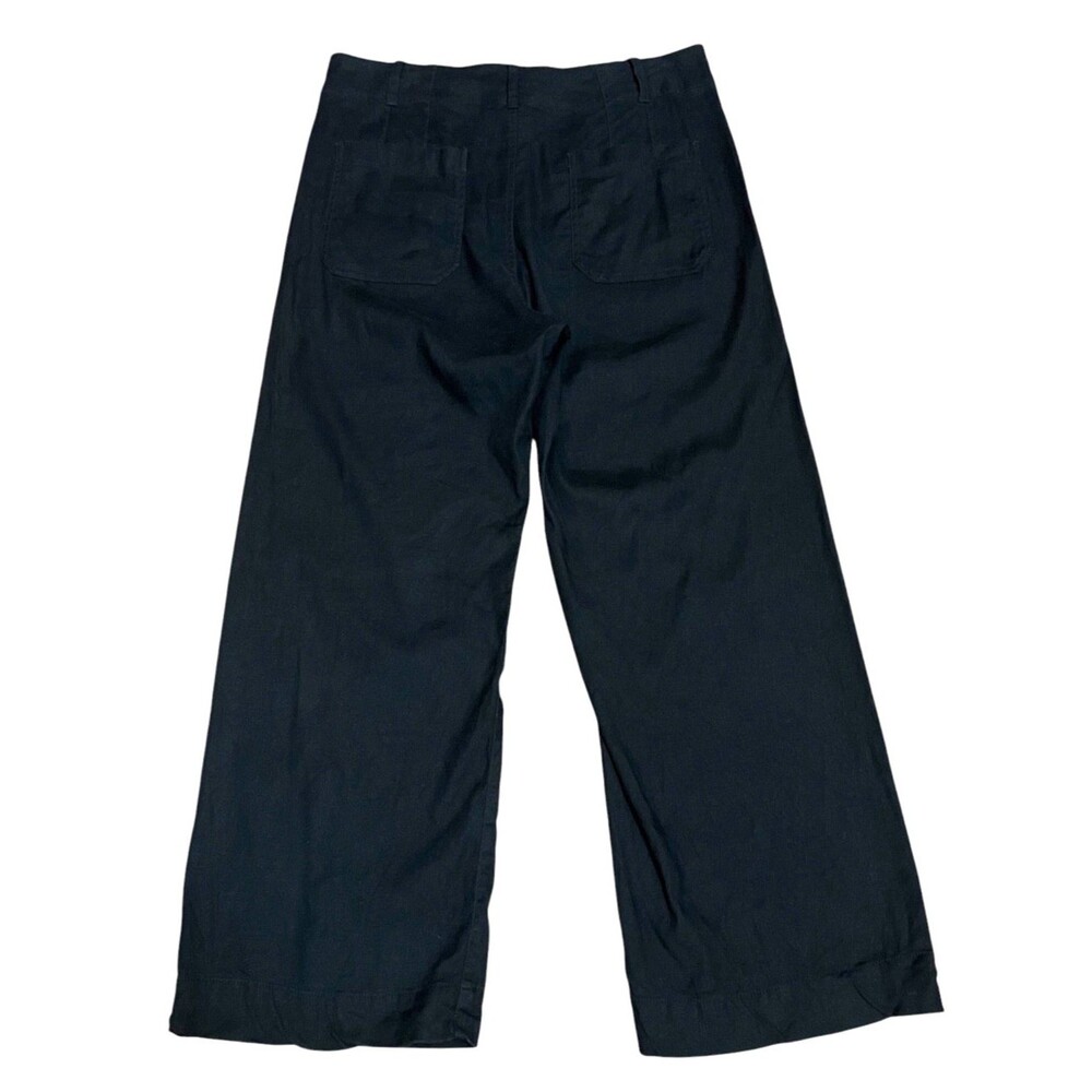 MAEVE Anthropologie The Colette Wide-Leg Crop Pants Linen Blend Black 32T (34) - Picture 4 of 7